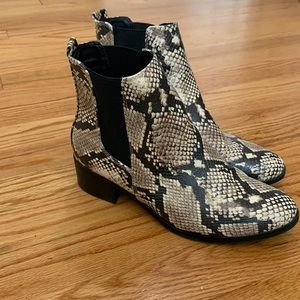 Snakeskin booties worn twice